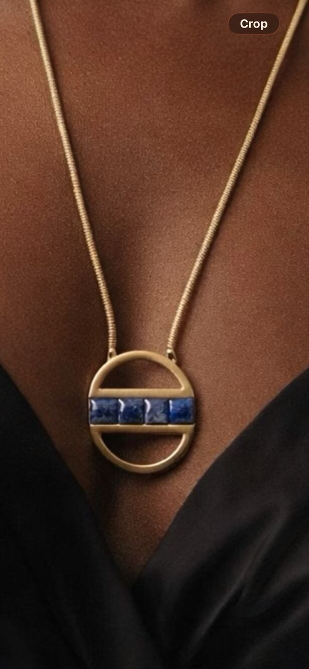 Banana Republic Gold Tone Lapis Lazuli Pendant Necklace 30 Inch Vintage
